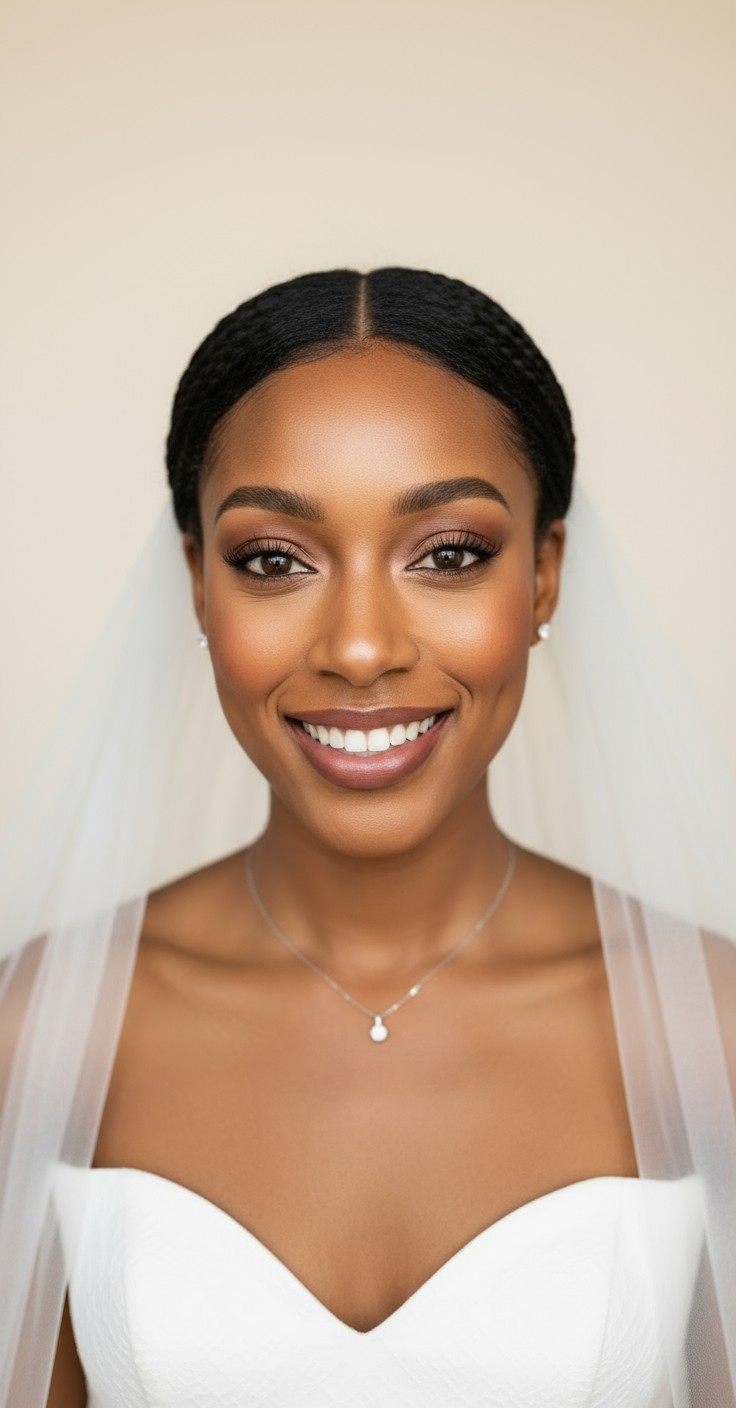 After Low Bridal Updo With Veil